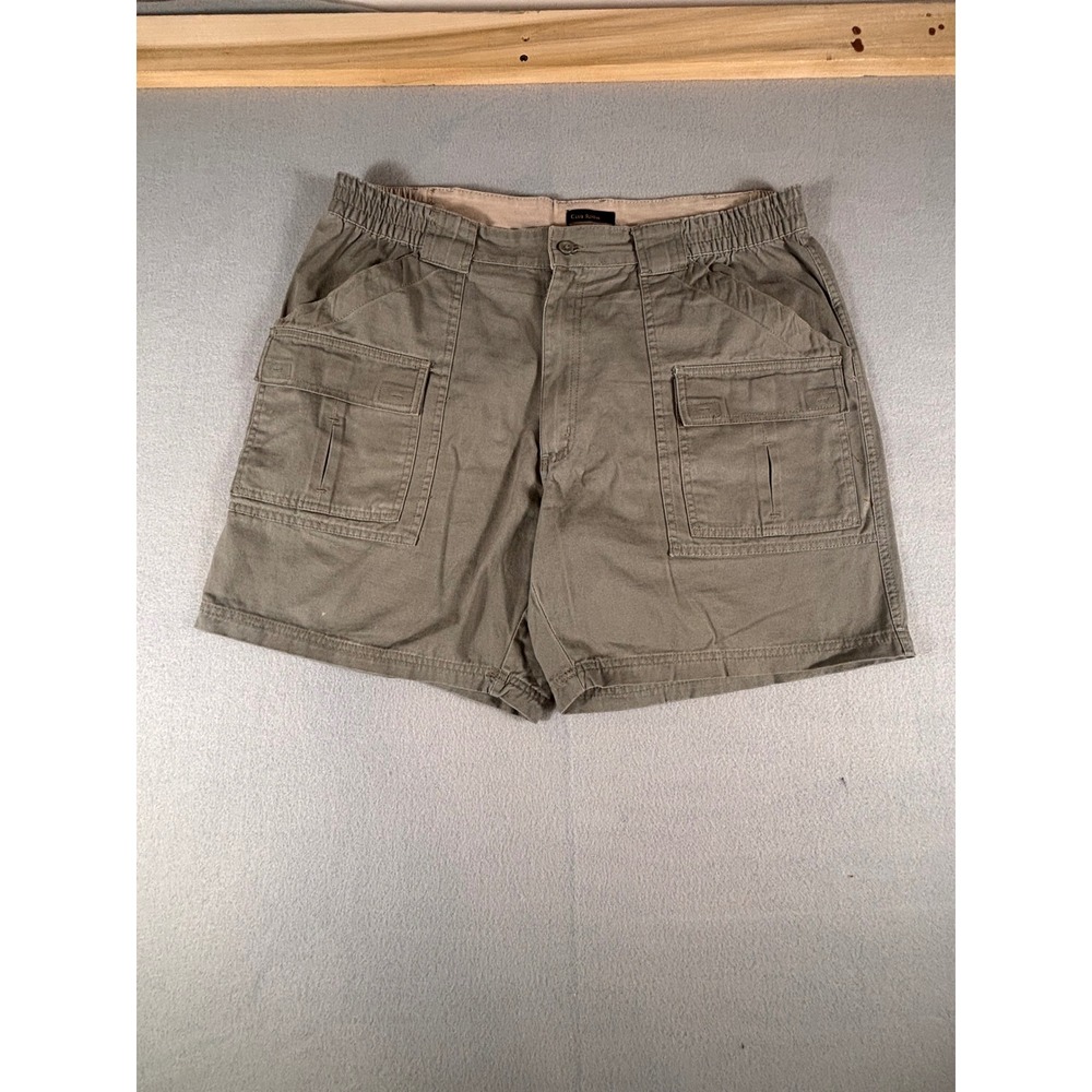 Club‎ Room Mens Cargo Shorts Olive Green Cotton Elastic Waist Utility Size 36